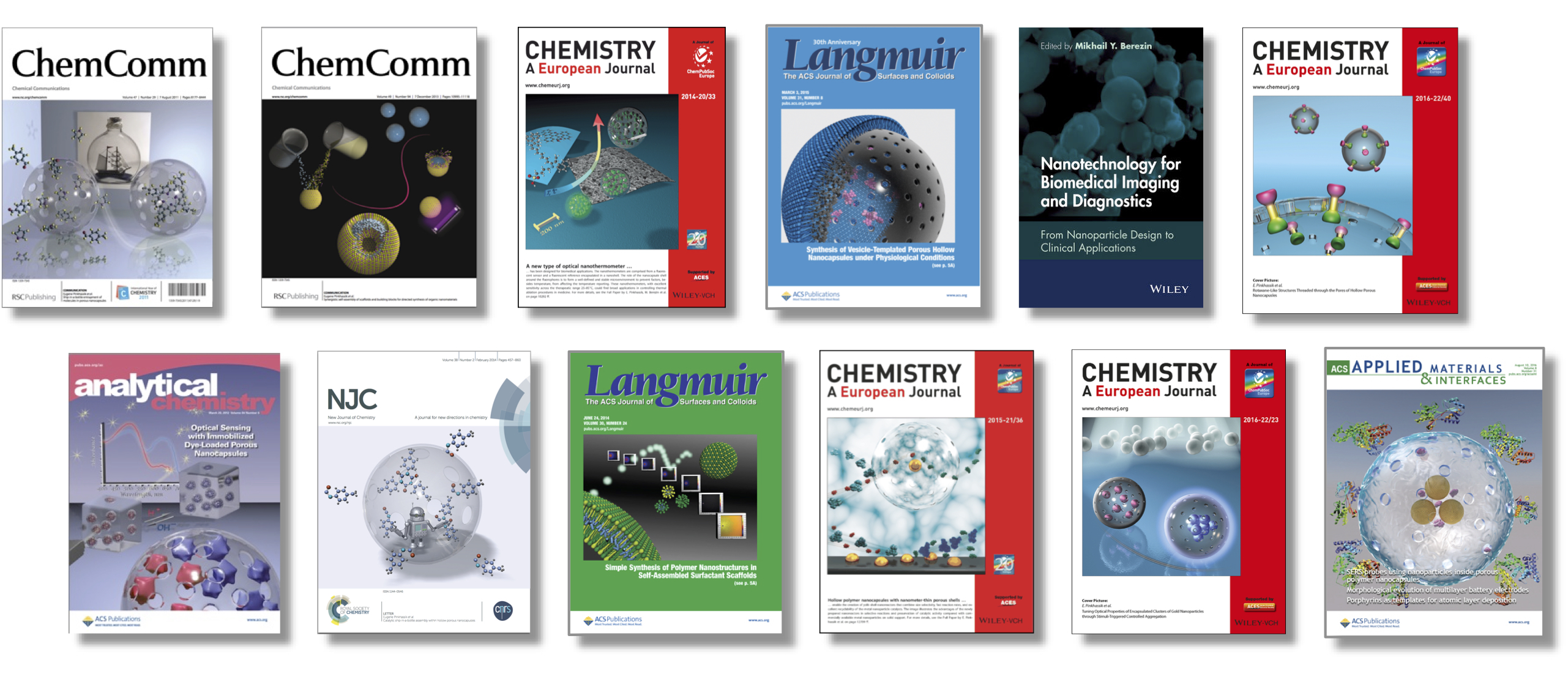 Journal covers featuring work of the Pinkhassik group